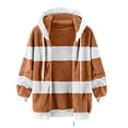 thumbnail image 3 of TQWQT Fleece Coats for Women  Faux Fur Jacket Coat Fuzzy Fleece Jacket Plus Size Zip Up Drawstring Sweatshirt Oversized Light Blue S, 3 of 5