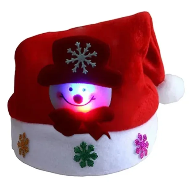 Gorro De Navidad Con Luces LED – Papá Noel Luminoso En Rojo Y Verde, Talla Única 48x35 Cm, Con Batería Incluida