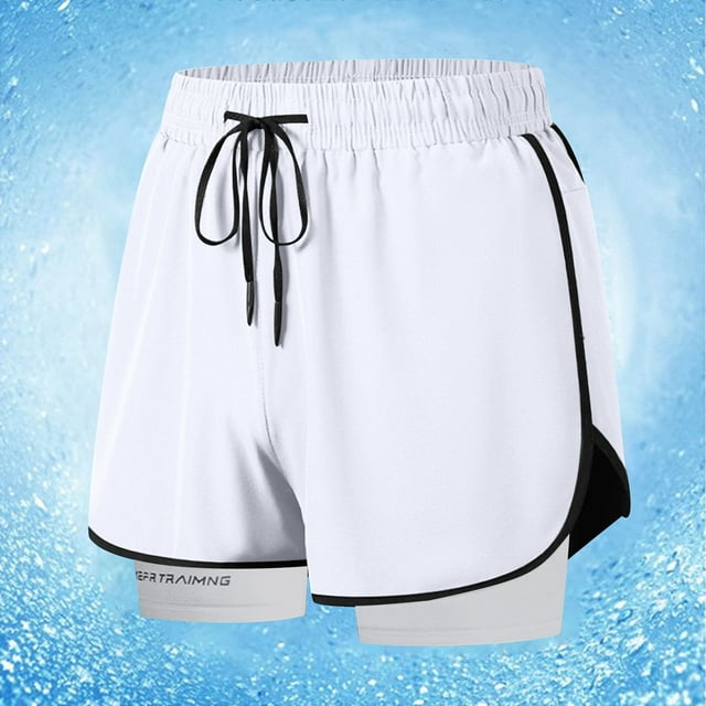 Styesk Mens Shorts Men Large Size Solid Color Casual Fashion Loose Sports Three-quarter Pants Drawstring Pockets Double Layer Exercise Shorts Pants