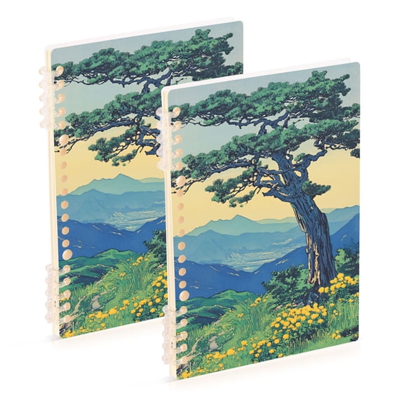 FORMRS 1-Subject Spiral Notebook 8" x 5" College Ruled 60 Refillable Sheet, Retro Mountain