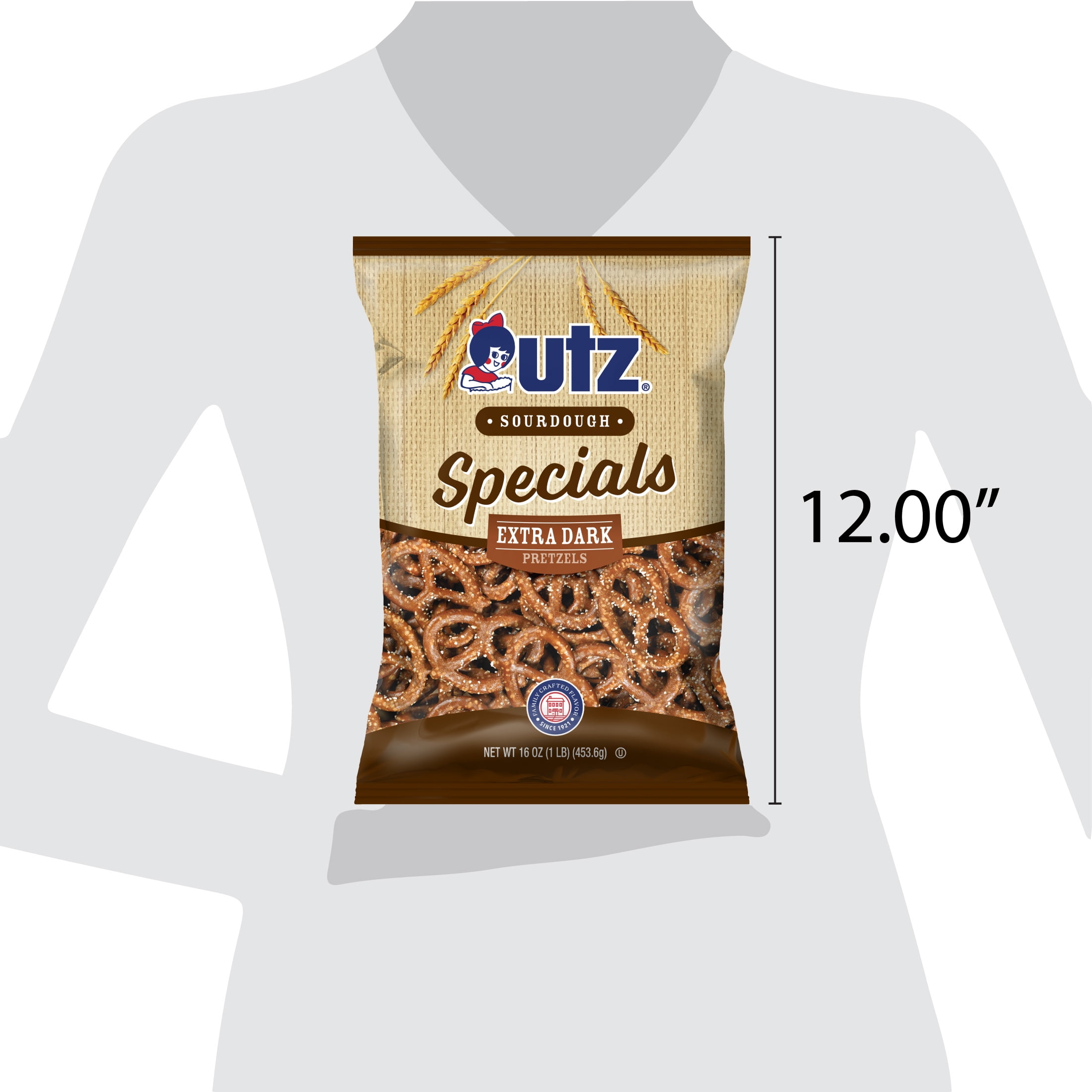 (3 pack) Utz Sourdough Special Extra Dark Pretzels, 16 oz Bag