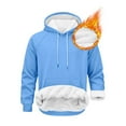 thumbnail image 5 of Men's Hoodies Sherpa Fleece Lined Sweatshirt Winter Casual Warm Drawstring Plain Hooded Pullover Sweater (M, Sky Blue #A), 5 of 7