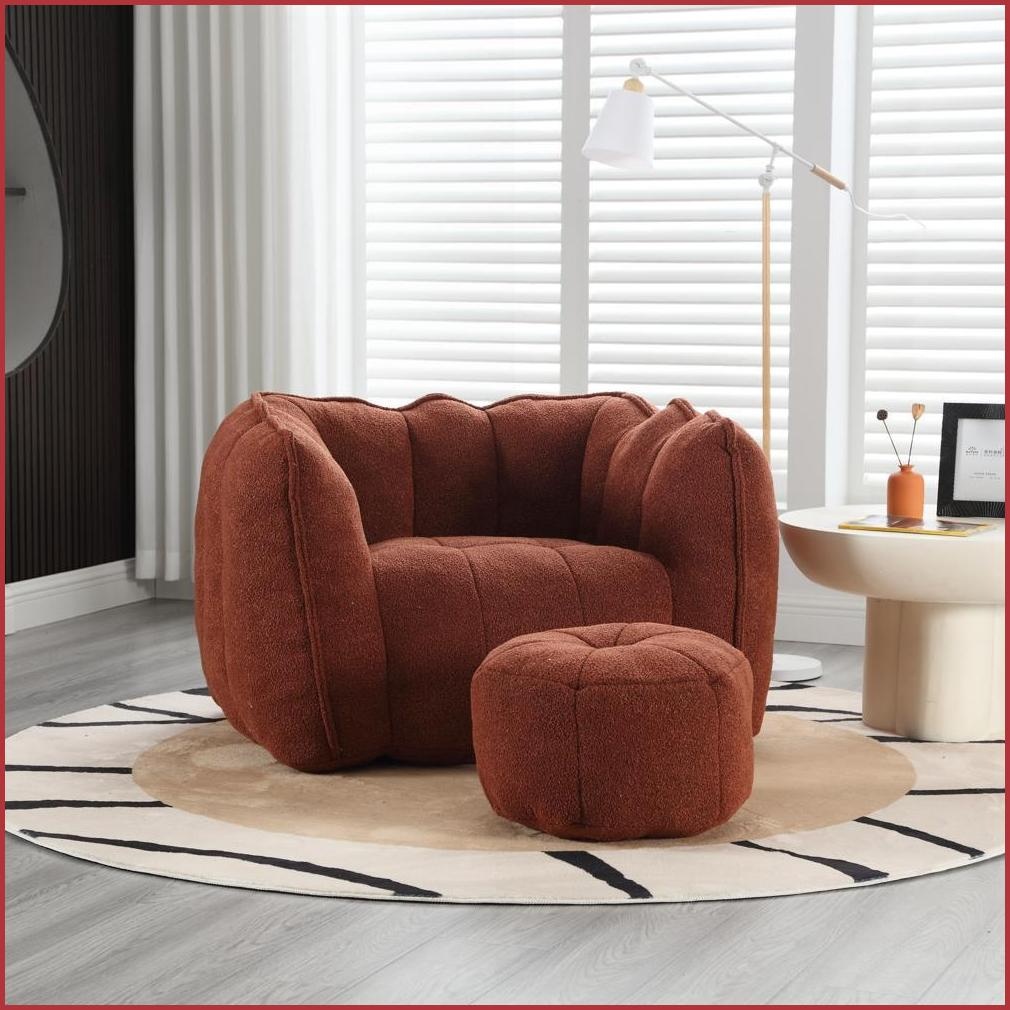 Adult Square Bean Bag Chair with Footstool – High-Resilient Foam for Gaming/Reading | Chenille | Square
