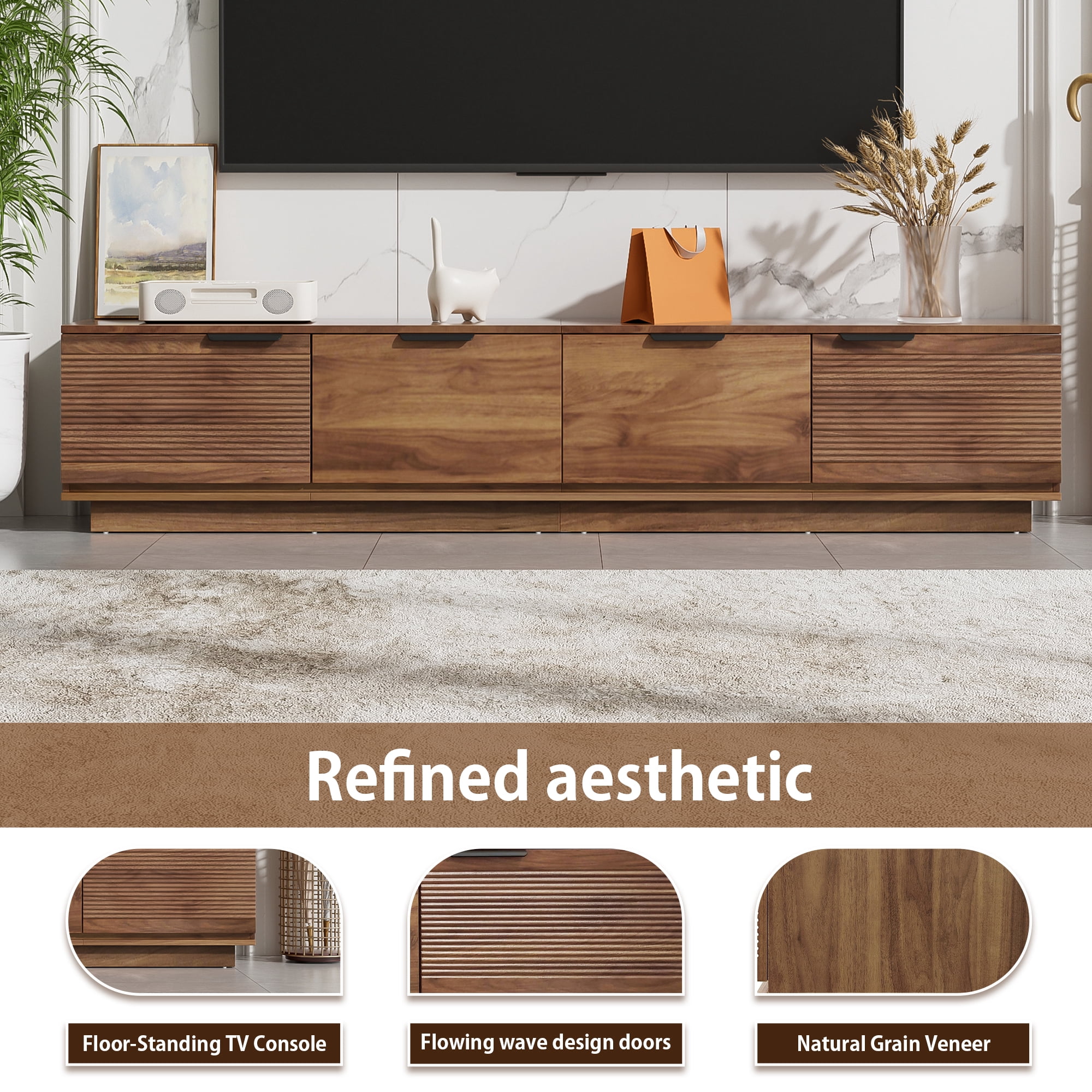 Homy Casa Modern Media Console, TV Stand Entertainment Cabinet with Storage for Home