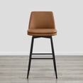 thumbnail image 2 of ReNest 30" Mid-Century Swivel Bar Stools Set of 2 for Home Bar or Kitchen Island, Faux Leather Upholstery, Saddle Brown, 2 of 6