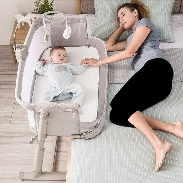 LAZY BUDDY Baby Bedside Sleeper with 2 Replaceable Sheets, Baby Bedside