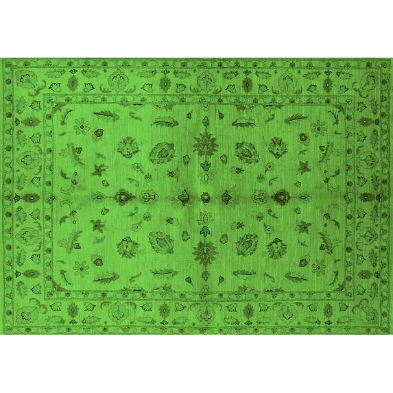 Ahgly Company Indoor Rectangle Oriental Green Industrial Area Rugs, 4' x 6'