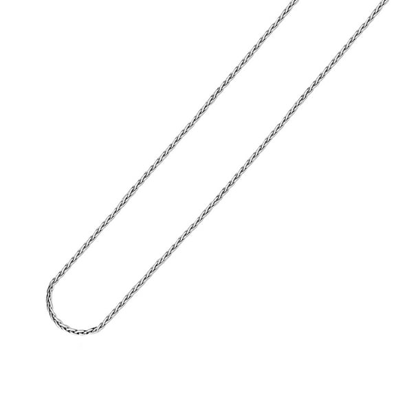 Mauli Jewels 1.2MM Spiga Wheat Chain Necklace 18" for Women, 14K White Gold Plated 925 Sterling Silver, Italian Made Rhodium Finish