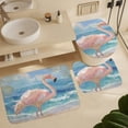 thumbnail image 6 of Shower Curtain 4 Piece Set Watercolor Illustration of An Elegant Flamingo with Rugs Toilet Lid Cover And Bath Mat Tropical Plant Bathroom Decor Sets for Bathroom Decor Set 72inch X 72inch, 6 of 8