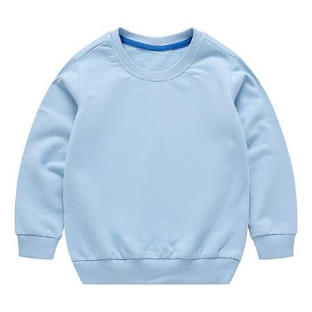 

Generic Toddler Boys Girls Solid Color Long Sleeve Round Neck Pullover Sweatshirt Threaded Neckline for Halloween Thanksgiving Day Christmas （4-5 Years Blue）