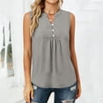 thumbnail image 6 of Womens Cotton Linen Tank Tops, Sleeveless Shirts for Women Summer Casual Vintage Solid Color Ruched Button Up V Neck Dressy Blouses, 6 of 6