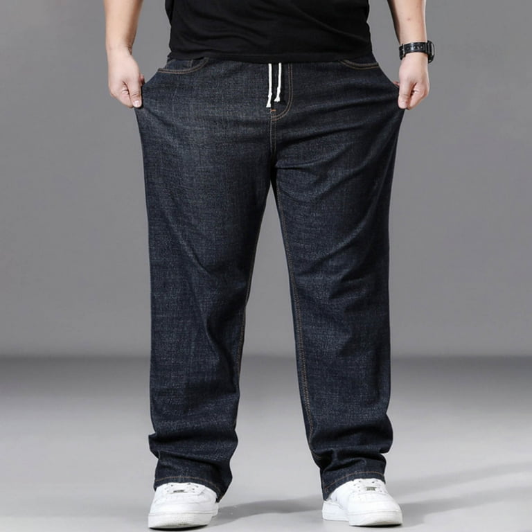 USNSM (XL-5XL) Plus Size Baggy Jeans for Men Elastic Waist Pull On
