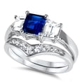 thumbnail image 2 of Vintage Style CZ Ring Blue Simulated Sapphire Sterling Silver Size 6 7 8 9, 2 of 4