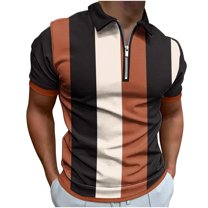 zfhfof Mens Polo Shirts Quarter Zip Shirts Casual Stripe Classic Lightweight Short Sleeve Golf T Shirt
