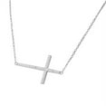thumbnail image 2 of 925 Sterling Silver Sideways Cross White CZ Pendant Necklace, 2 of 2