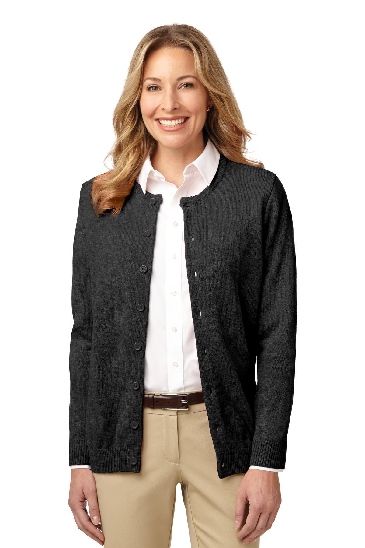 Port Authority Ladies Value Jewel-Neck Cardigan Sweater - Walmart.com