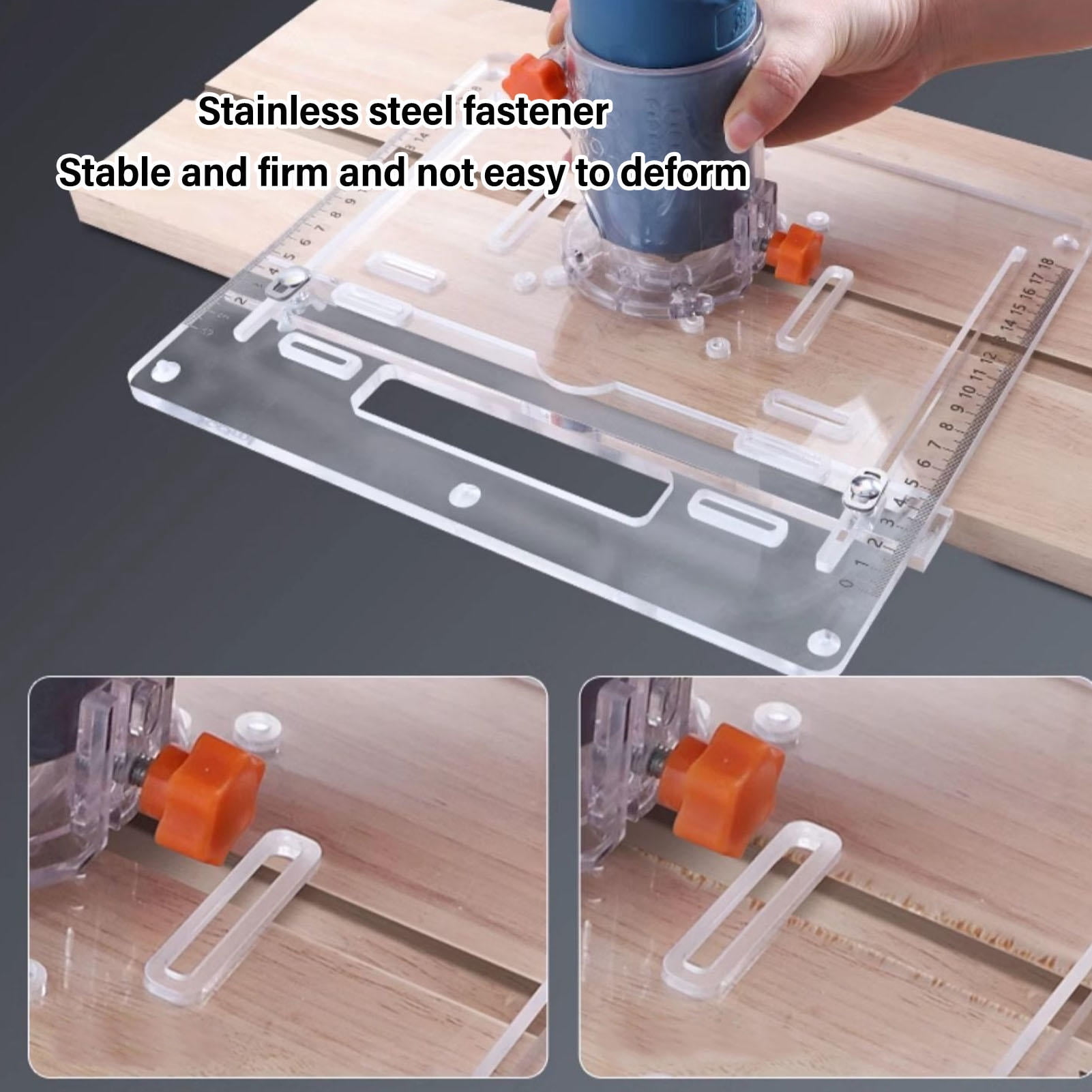 Yajisi 8mm Acrylic Router Table Insert Plate – Adjustable, Dust‑Cover, 45° Bevel & 90° Flat Cuts, 10.6"×12.6"