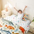 thumbnail image 3 of Castle Fairy Watercolor Mixed Game Fish Twin Duvet Cover,Seaweed Freshwater Seamless Tile Twin Bedding,Orange Cream,Reversible,2pcs,No Comforter,1 Duvet Cover and 1 Pillowcase, 3 of 6