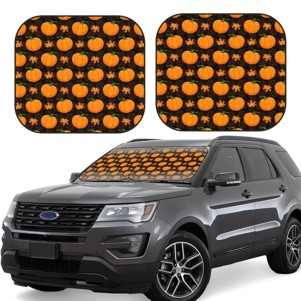 Fotbe Orange Pumpkin And Autumn Maple Juego de 2 Piezas de Parasoles para Parabrisas | Bloqueador Solar para Auto | Accesorios Plegables para Protección Solar Interior-Large