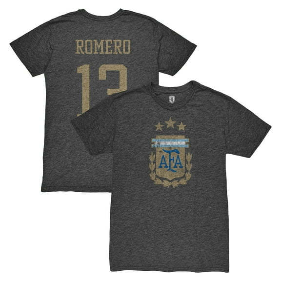 Men's 1863FC Cristian Romero Black Argentina National Team Player Vintage Tri-Blend T-Shirt