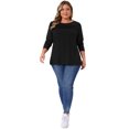 thumbnail image 3 of DARING DIVA Women's Plus Crew Neck T Shirt with Front Tucks 4X Black, 3 of 6
