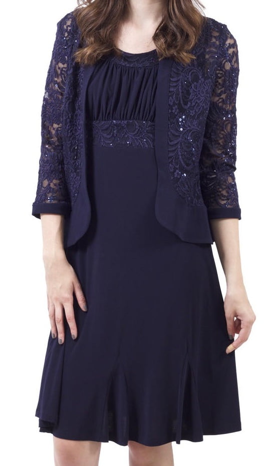 R&M Richards NEW Navy Blue Womens Size 12 Lace Sheath Dress Set - Walmart.com