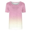 thumbnail image 4 of Ashirexll Summer Shirts for Women, Womens Casual Tops, Fashion Casual Gradient Color Round Neck Short Sleeve T-Shirt, 4 of 4