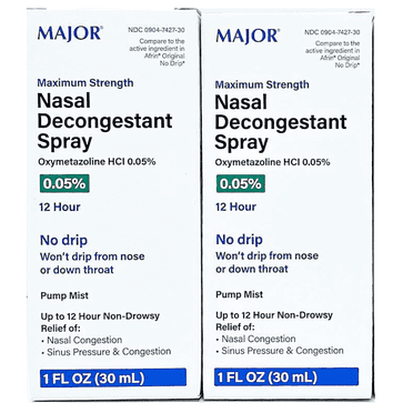 Major No Drip Nasal Decongestant Spray for Nasal Congestion, Sinus Pressure & Congestion, 2 Count