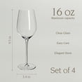 thumbnail image 4 of over&back 16oz Traditional Glassware - Set of 4 Classic Stem Drinking Glasses for Parties, Get-togethers, and More - Mouth-Blown - Wine Cups for Kitchen and Dining Room - Clear, 4 of 10