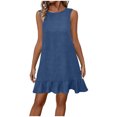 thumbnail image 3 of Rvasteizo Women Tank Dress Sleeveless Ruffle Zip Up Loose Knee Length Dress, 3 of 5
