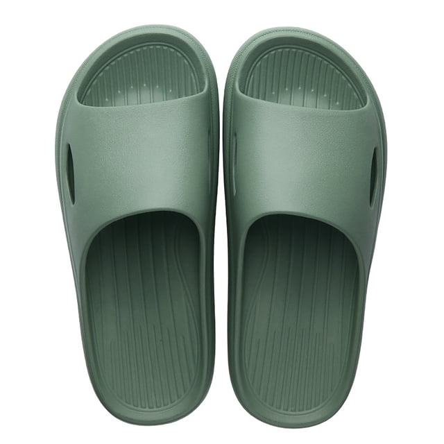 Ediodpoh Men and Women Slippers Bathroom Home Slippers Summer Beach Solid Color Flat Bottom Home Sandals Slippers for Men Green 6.5