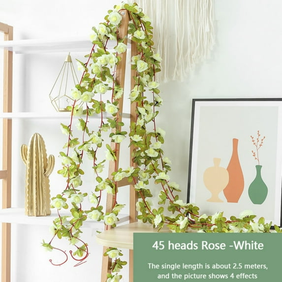 Crowdstage 8.2Ft Artificial Rose Vine Flowers Silk Wisteria Garland Vine Rattan Hanging for Home Garden Outdoor Ceremony Wedding Arch Floral Decor