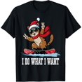 thumbnail image 1 of Camiseta divertida de Navidad para snowboard con Papá Noel, 1 of 2