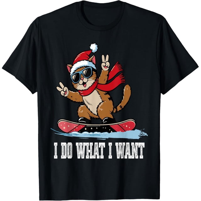 Camiseta divertida de Navidad para snowboard con Papá Noel