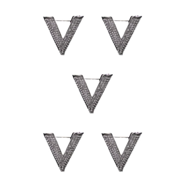 Thinsony 1/2/3/5 Baroque Trendy V-shaped Pin - Exquisite Electroplating Process Clothes Accessories silvery 5PCS