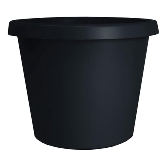 20 Inch Round Prima Planter - Large Plastic Plant Pot with Rolled Rim for Indoor Outdoor Plants Flowers , Black