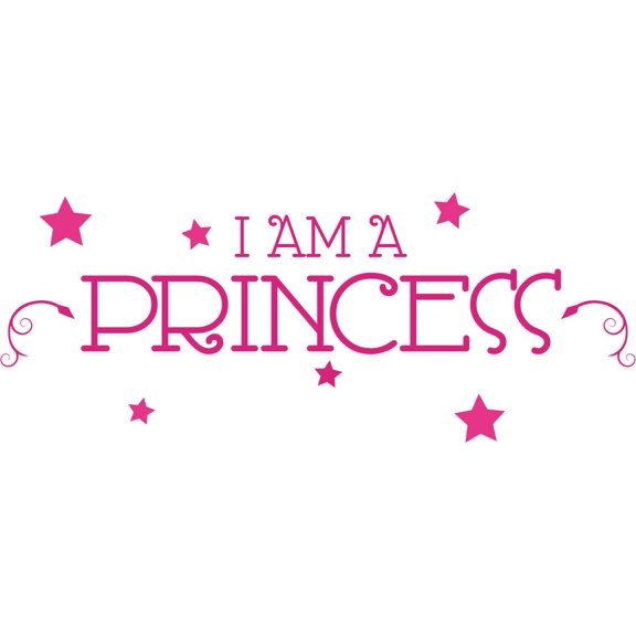 Stick And Peel Kids Girls Bedroom Decor Daughter Princess Inspirational Lettering Art Quote I Am A Princess Vinyl Wall Decal - 20" x 40" Home Nursery Women Empowerment Quote Wall Decoration Sticker