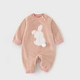 thumbnail image 2 of FAOWME Girls Long Sleeve Pullover Romper Sweatshirt Bodysuits Romper Pink 0-3 Months, 2 of 8