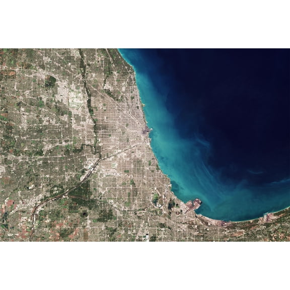 24x36 gallery poster, satellite image of Chicago
