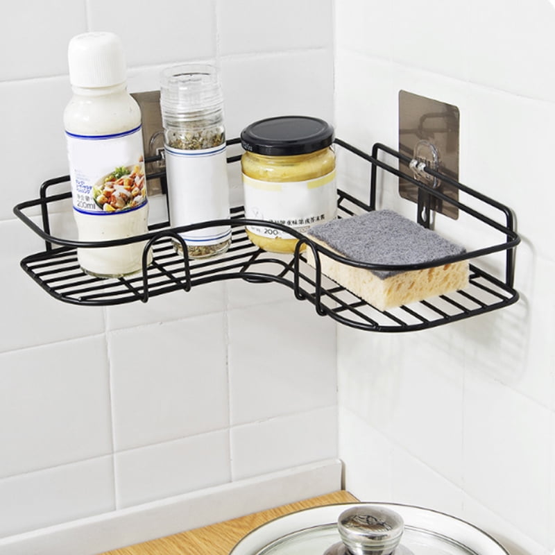 Gebuter Triangular Shower Shelf Plastic Punch-Free Organizer for Bathroom Corner Kitchen 