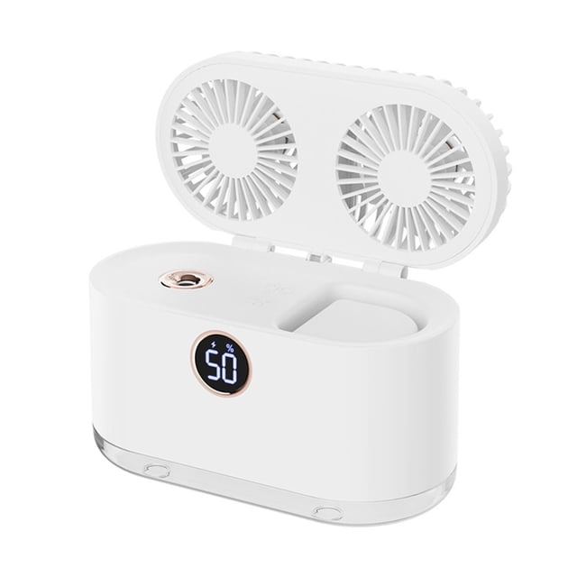 Inteprter Ventilador de niebla 2 en 1 Humidificador ajustable personal de verano Dispositivo de enfriamiento portátil para el hogar y la oficina de viaje Humidificadores Blanco Inteprter HA063847-01