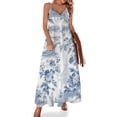 thumbnail image 1 of Vestido sin mangas de chinoiserie azul polvoriento vestidos de cumpleaños para mujeres Vestido largo de verano para mujer vestidos de verano mujer, 1 of 7