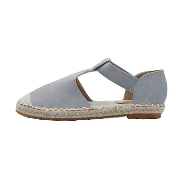 Amzcrzy Zapatos de mujer,Zapatos de mujer,Zapatillas de mujer, Zapatos de verano para mujer, planos, de paja tejida, informales, con punta redonda, sandalias para mujer, prendas de vestir exteriores