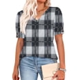 thumbnail image 4 of Womens Tops Short Sleeve Shirts Buttons V Neck Boho Print Fashion Summer Outfits Plus Size Blouses Dressy Casual Shirts For Women, 4 of 6