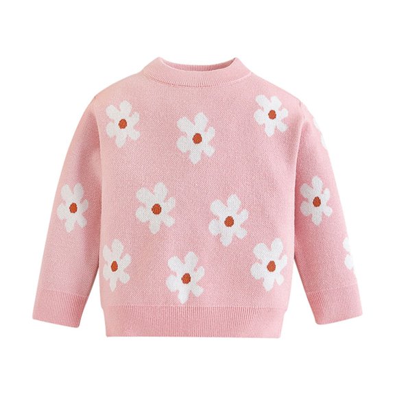 eczipvz Baby Knit Sweater Toddler Baby Boy Girl Knit Sweater Knit Sweater Print, Long Sleeves, and Cozy Pullover Style Pink,6-12 Months