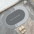 thumbnail image 4 of PureCasa Polyester Quick Drying Floor Mats for Bathroom Bedroom, Non-Slip Water Absorbing Floor Rugs for Entrance, Home Decor Solid Color Floor Carpet Doormat, 16"x24", 1 Pack, Gray, Oval, 4 of 8