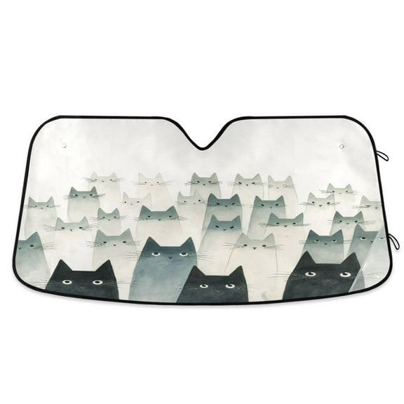 Watercolor Various Cats Car Windshield Sun Shade Foldable Car Front Window Visor Heat and UV Protection 53x23.5