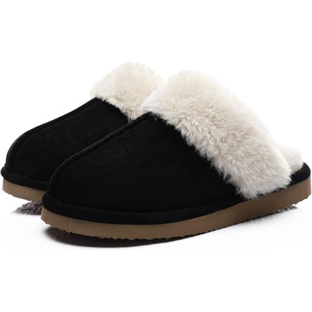 

Men s Women s Cozy Faux Fur Slippers Soft Memory Foam Warm House Shoes with Anti-Skid Sole Indoor Outdoor