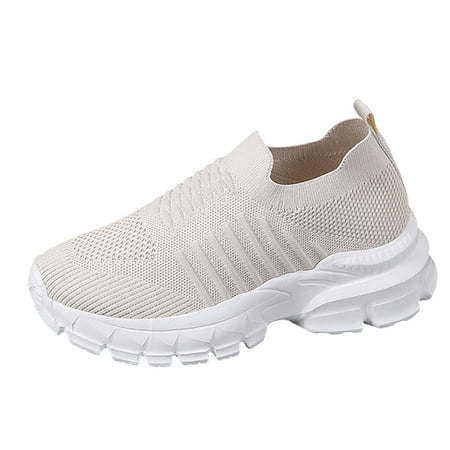 Fashiona Spring and Summer Women S Sneaker Women Sports Shoes Thick Sneaker Boots for Women Bottom Middle Heel Platform Lightweight Flying Woven Mesh Breathable Slip on Comfortable