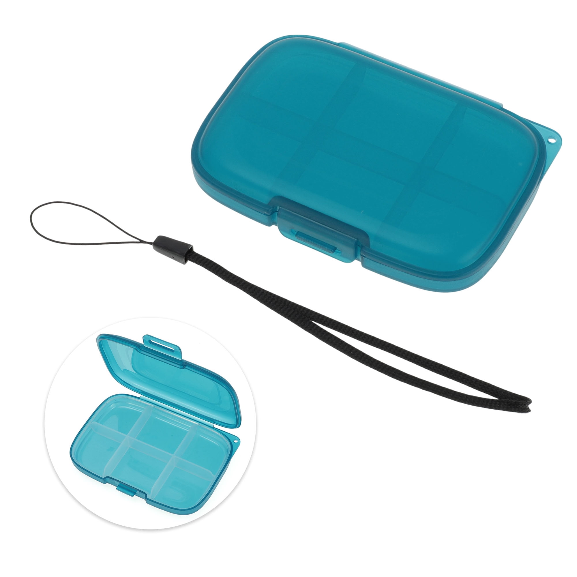 Unique Bargains 6 Grids Single Layer Pill Box 1Pc Blue